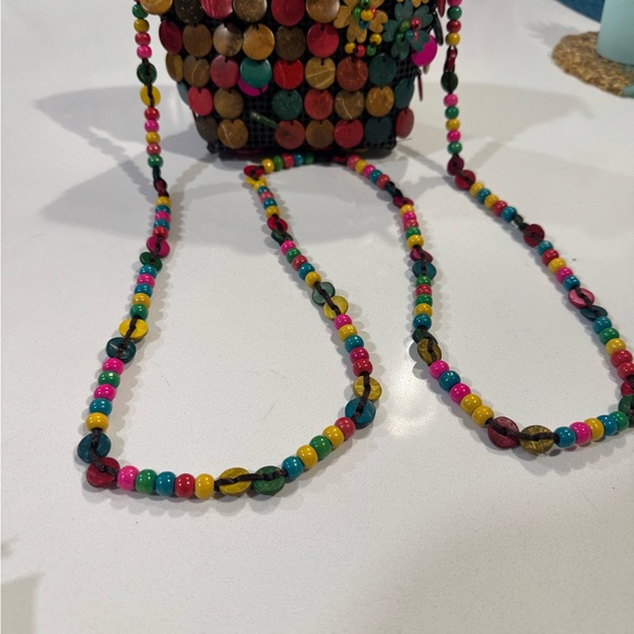 Vintage Brown and Multi-Colored Beaded Flower Crossbody Boho Purse - Picture 2 of 10